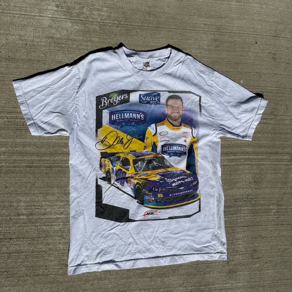 White Graphic T-Shirt with Racing Design